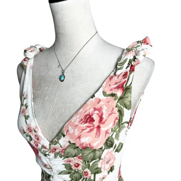 Reformation Floral Cottage Spring Mini Dress 8 | Tie Strap Garden Party Romantic - Picture 5 of 8